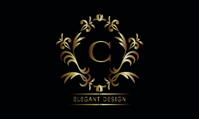 Vintage bronze logo with the letter C. Exquisite monogram, business sign, identity for a hotel, restaurant, jewelry.