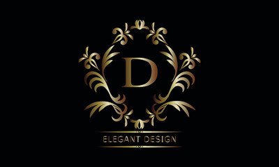 Vintage bronze logo with the letter D. Exquisite monogram, business sign, identity for a hotel, restaurant, jewelry.