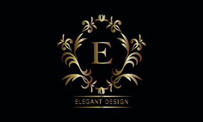 Vintage bronze logo with the letter E. Exquisite monogram, business sign, identity for a hotel, restaurant, jewelry.