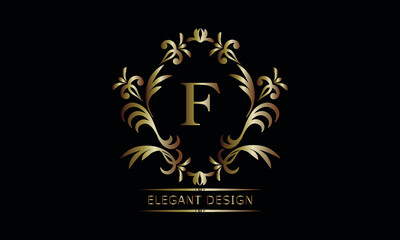 Vintage bronze logo with the letter F. Exquisite monogram, business sign, identity for a hotel, restaurant, jewelry.
