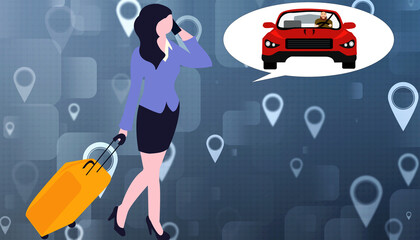 2d illustration online taxi concept

