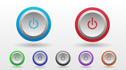 set web icon push-button power. modern style