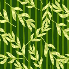 Obraz premium Creative forest branch with leaves seamless pattern. Foliage backdrop. Nature wallpaper