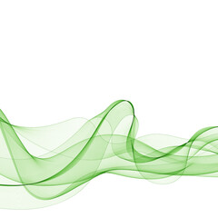 Abstract green wavy lines. Colorful  background. smoke transparent green wave. eps 10