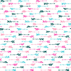 Abstract boho arrows vector seamless pattern. Ethnic rustic design. Tribal indian theme. Boho