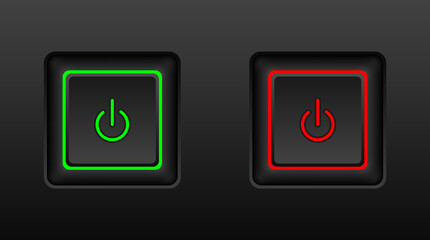 web icon rectangle push-button power. dark style