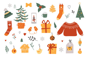 Christmas collection. Isolated on a white background. Vector illustration.