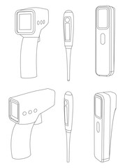 Vector set of digital thermometers