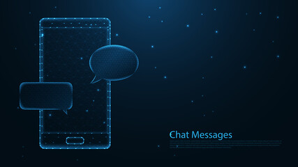 Smartphone message box chat  line connection. Low poly wireframe design. Abstract geometric background. vector illustration.