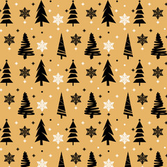 Hand drawn christmas pattern design background. Vector.