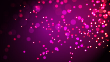 Beautiful illustration with glowing defocused dots. Dark abstract background of shining particles. 3D