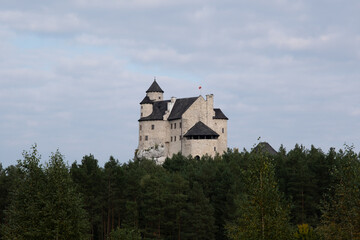 Fototapeta na wymiar Olsztyn, Poland - September 26, 2021. The Royal Castle of Bobolice was built in the early 14th century by king Casimir III the Great. Selective focus.