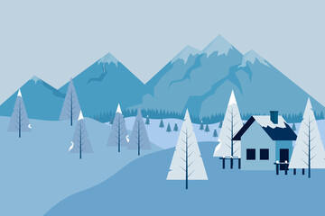 Snow landscape background. Vector.