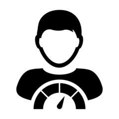 Social credit system icon score meter vector male user person profile avatar symbol for in a glyph pictogram illustration