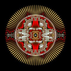 Computer generated elegant circular and gold fractal artwork