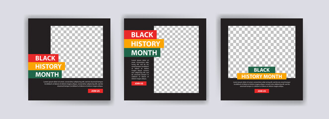 Collection of black history month social media posts. Celebrating black history month. - obrazy, fototapety, plakaty