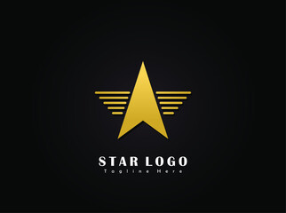 Gold Star Logo Designs Vector Template