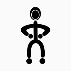 black line and dot icon. body movement pose in standby style