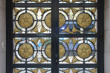 door of a mansion at the champs-élysées in paris (france)
