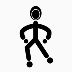 black line and dot icon. body movement pose in gymnastic style