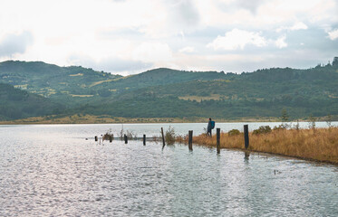 landscape with lake and mountains