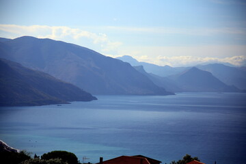 Top view of the silhouette of the coastal mountain range of the Gulf of Policastro, Ispani,...