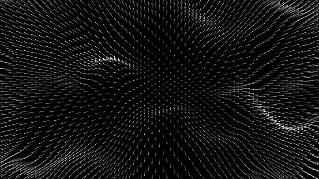 Dotted ripples on the surface. Wire, beam sheaf abstract motion background. FUI, HUD. Seamless loop.