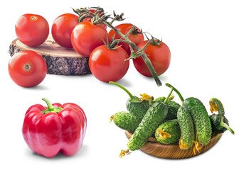 Fresh vegetables, tomatoes, bell peppers and cucumbers.