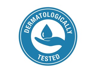 Dermatologically tested sign in circle. Vector dermatologically tested sticker sign icon. 