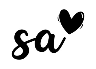 sa, as, Monogram with Heart Decor, monogram wedding logo. Love icon, couples Initials, lower case, Initials Sticker for Car Laptop Tumbler, home decor