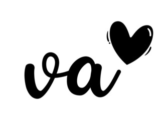 va, av, Monogram with Heart Decor, monogram wedding logo. Love icon, couples Initials, lower case, Initials Sticker for Car Laptop Tumbler, home decor