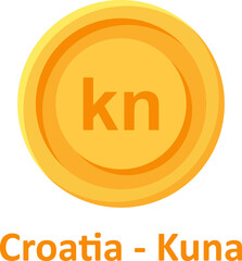 Croatia Kuna Coin Isolated Vector icon which can easily modify or edit

 - obrazy, fototapety, plakaty