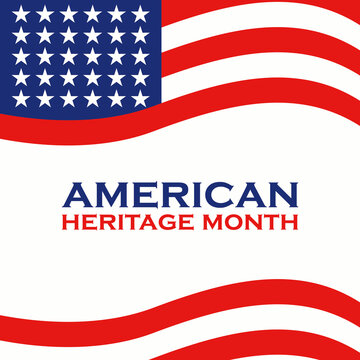 American heritage month. Vector banner, poster, card, content for social media with the text National  American heritage month. Background with a national ornament, a pattern of feathers.