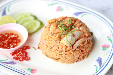 Seafood spicy soup fried rice, Thai menu in Thailand resturant , favorite food in Asian