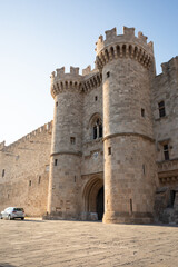 Fototapeta na wymiar Rhodes Fortress or Palace of the Masters on Rhodes Island, Greece