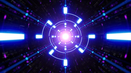 Spinning Blue Light in the Disco Concept Tunnel Background