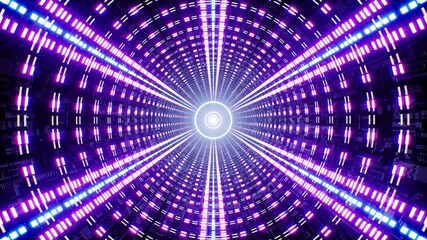 Multiple Neon Light Lamp in the Sci Fi Tunnel 3D Render