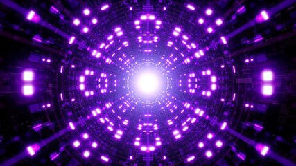Fototapeta premium Glowing Multiple Purple VJ Light Lamp Tunnel