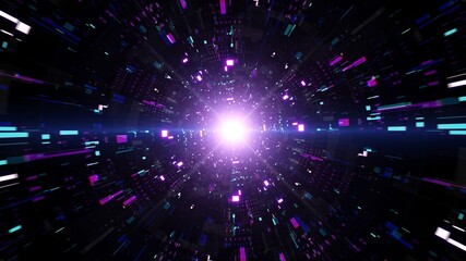 Obraz premium Future Technology Tunnel with Lens Flare