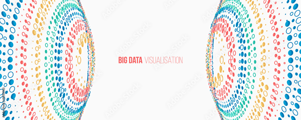 Leinwandbilder Filtering machine algorithms. Sorting data. Vector technology background. Big data visualization. Information analytics concept. Abstract stream information with circles array and binary code.