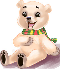Illustration of the little bear. Children's art. Idea for the coloring book.