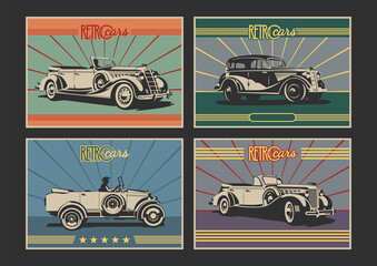 1910s, 1920s, 1930s Cars, Retro Auto Advertising Posters Stylization, Retro Colors and Styles