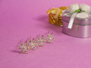 Bijouterie. Gift boxes with jewelry for the holiday.