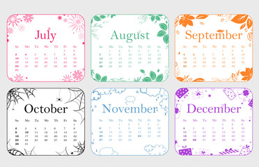 calendar for 2022, colorful and colored calendar for 2022 with flowers, butterflies, gifts, snowflakes, leaves