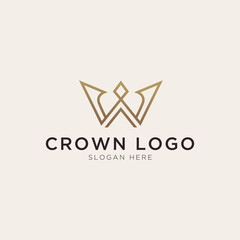 Initial letter W with crown element logo template