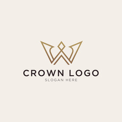 Fototapeta premium Initial letter W with crown element logo template