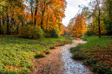 Alexander park in autumn, Pushkin (Tsarskoe Selo), St. Petersburg, Russia
