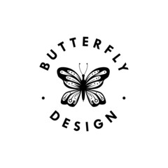 Vintage butterfly logo design template vector