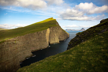 Amazing view to the Atlantic ocean around the Sorvagsvatn in the Faroe Islands