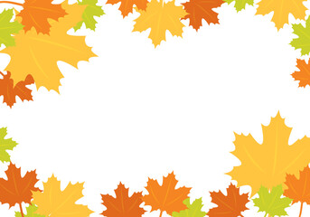 Autumn Leave Background, Leaves Border, Fall Leaves, Greeting Card Template, Vector Illustration Background